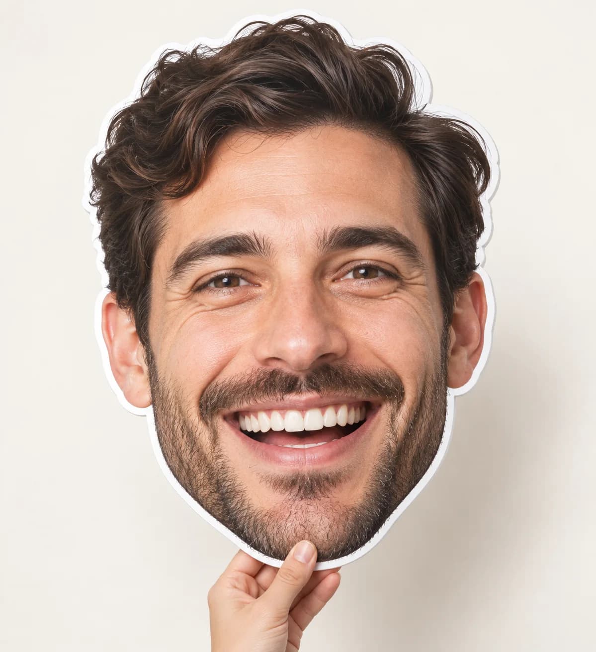 Single oversized smiling face cutout on white-edged foam board