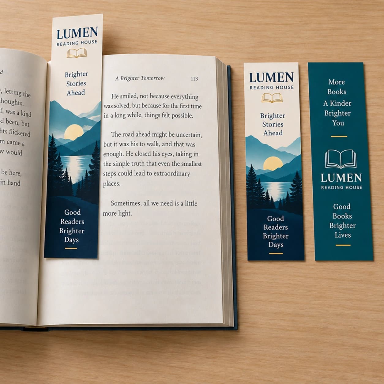 Full-color custom rectangular bookmarks, front and back, without holes or tassels