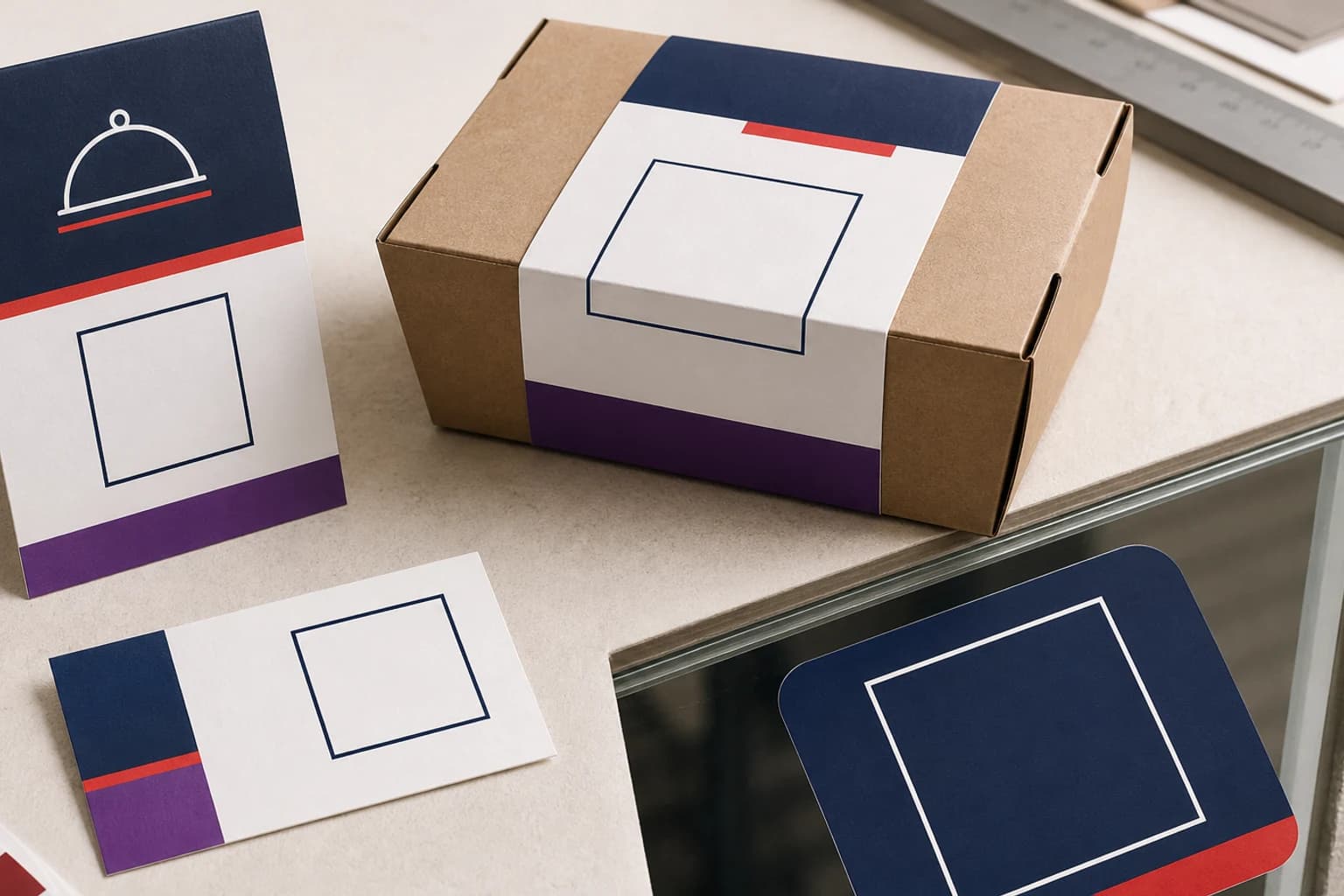 Mockups de QR para tarjetas, menús y señalización