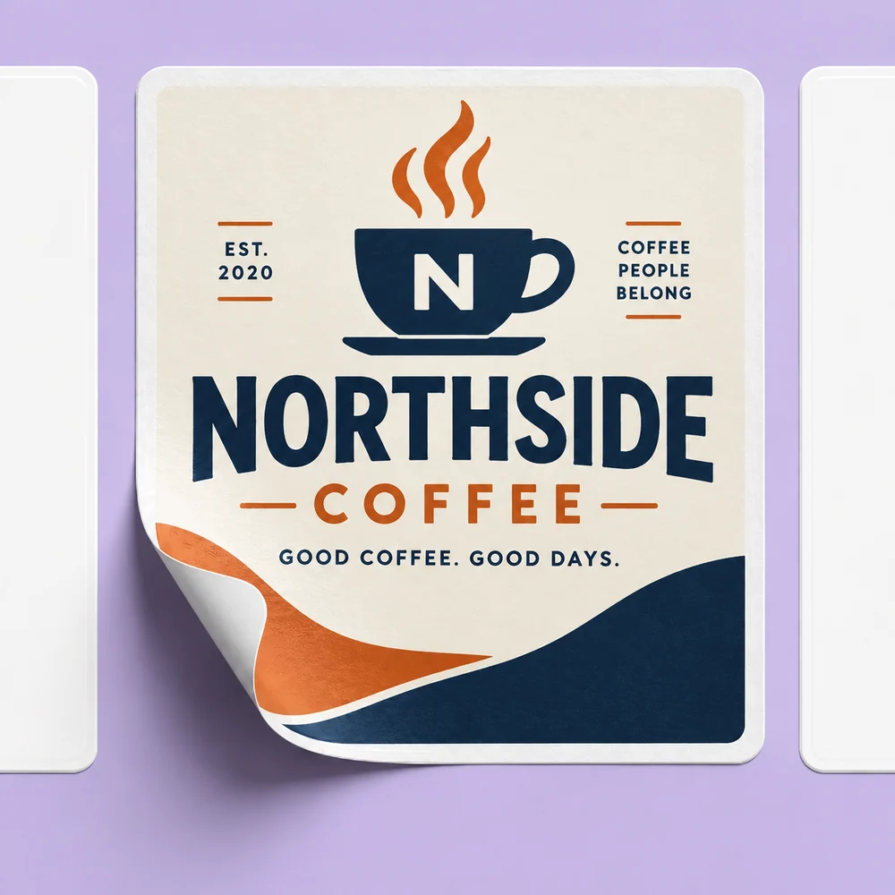 Square Northside Coffee brand sticker with a visible white cut edge