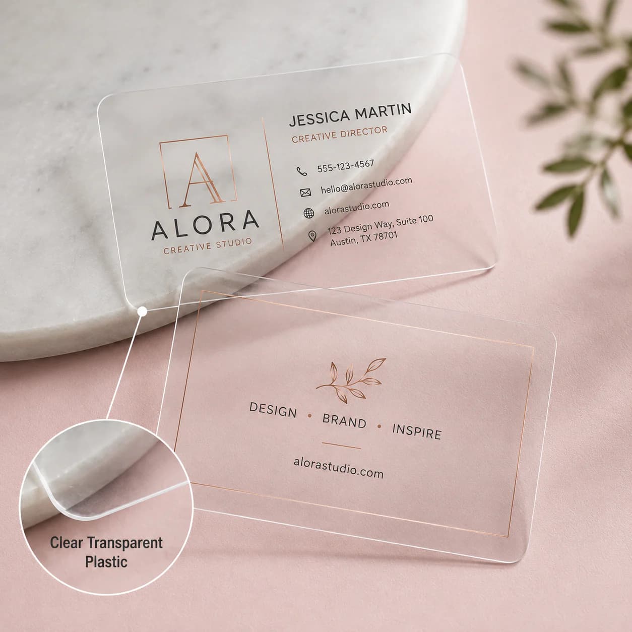 Premium transparent plastic business cards