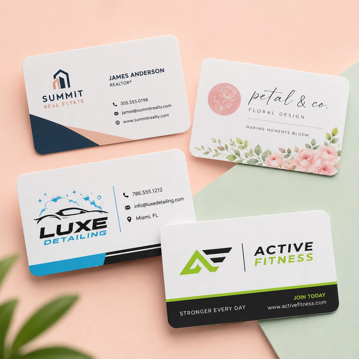 Premium white plastic business cards