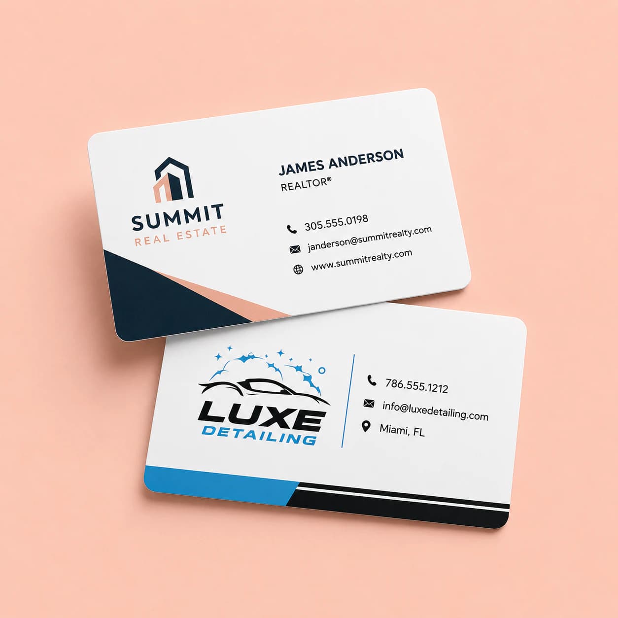 Premium white plastic business cards