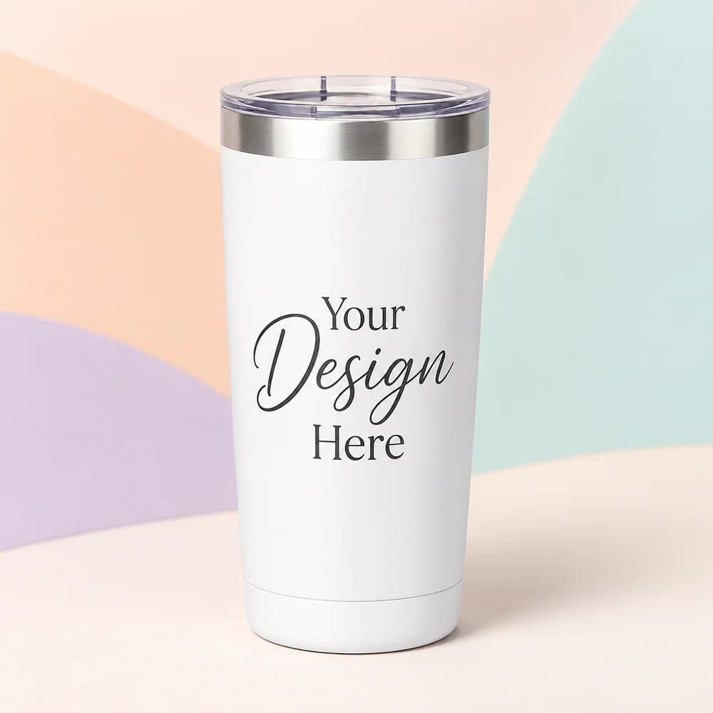 Custom engraved 20 ounce tumbler in black with silver laser engraving preview