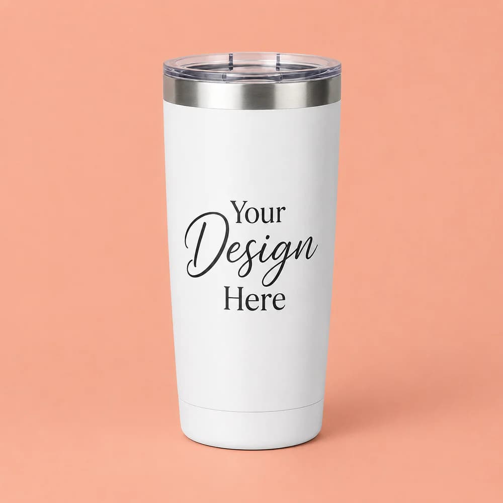 Custom engraved 20 ounce tumbler in black with silver laser engraving preview