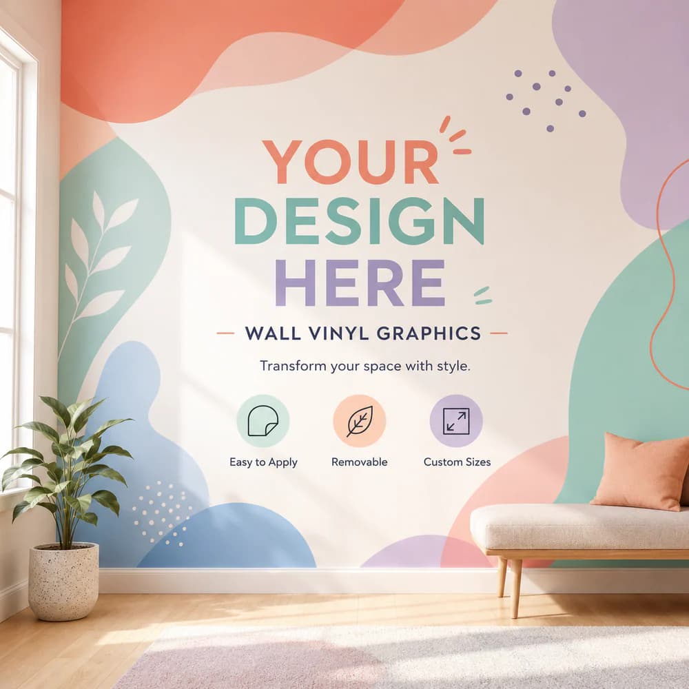 Large-format Miami skyline wall vinyl graphic installed on an interior wall
