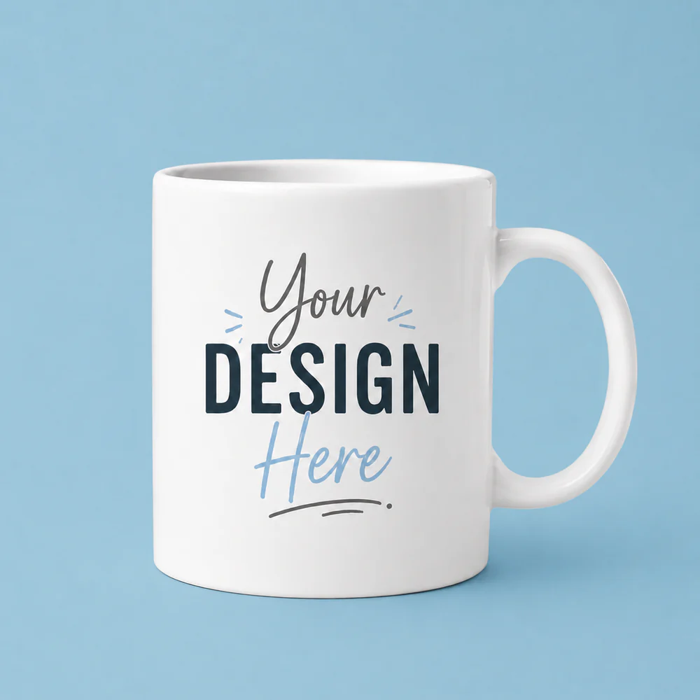 Custom printed white mugs