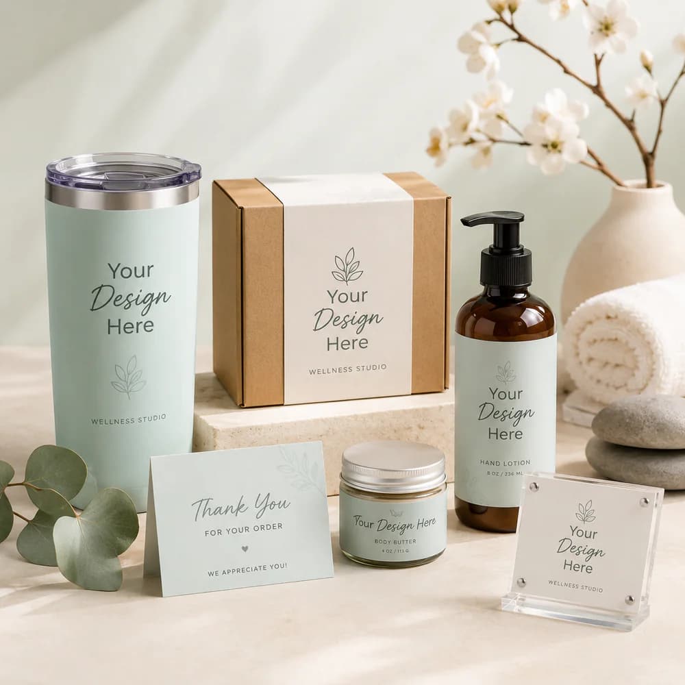 Branded print products for wellness and beauty businesses