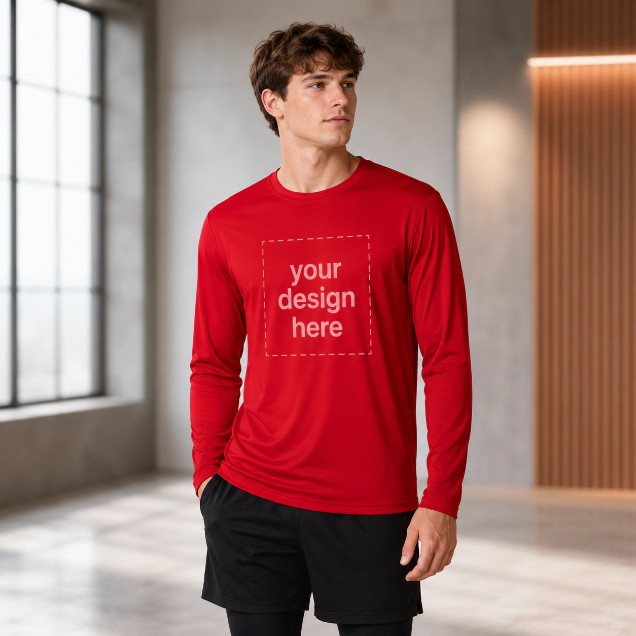 Custom long-sleeve Dri-Fit performance shirts in several team colors